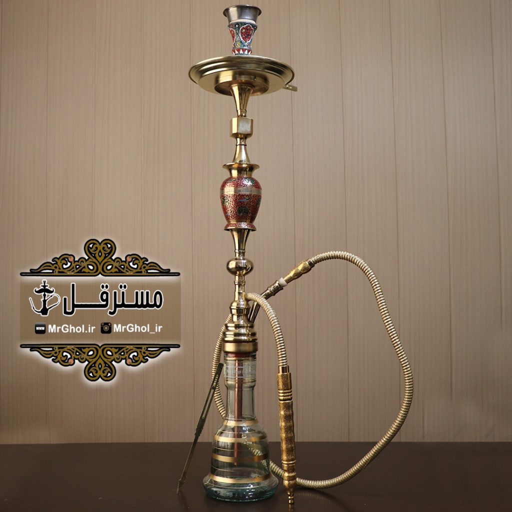 قلیان برنجي مينا كاري شده قرمز