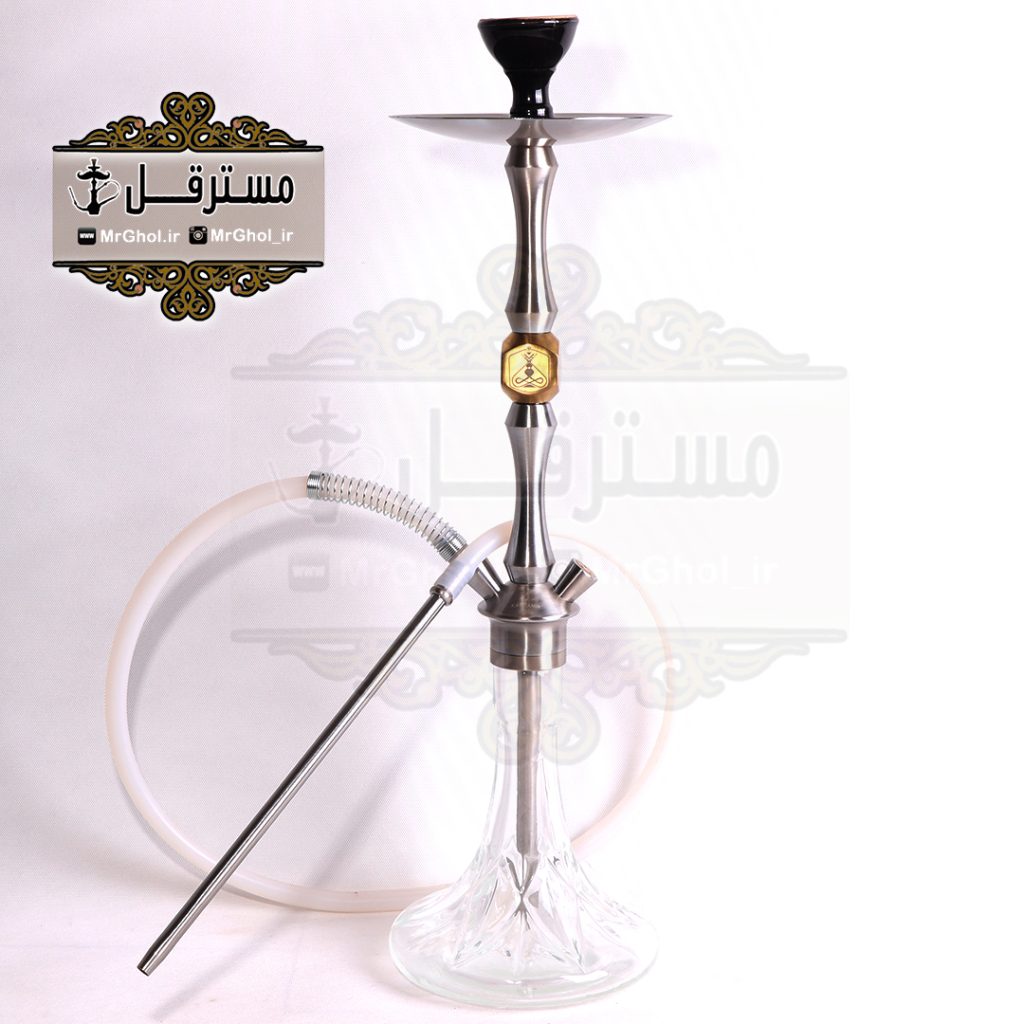 قلیان لاکچری نقره ای وسط مکعب طلایی