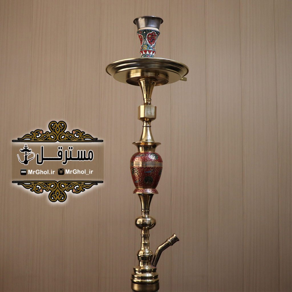 قلیان برنجي مينا كاري شده قرمز