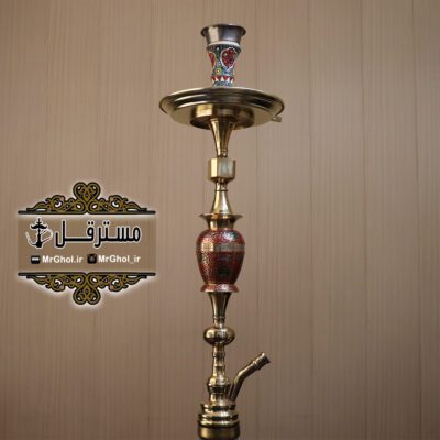 قلیان برنجي مينا كاري شده قرمز