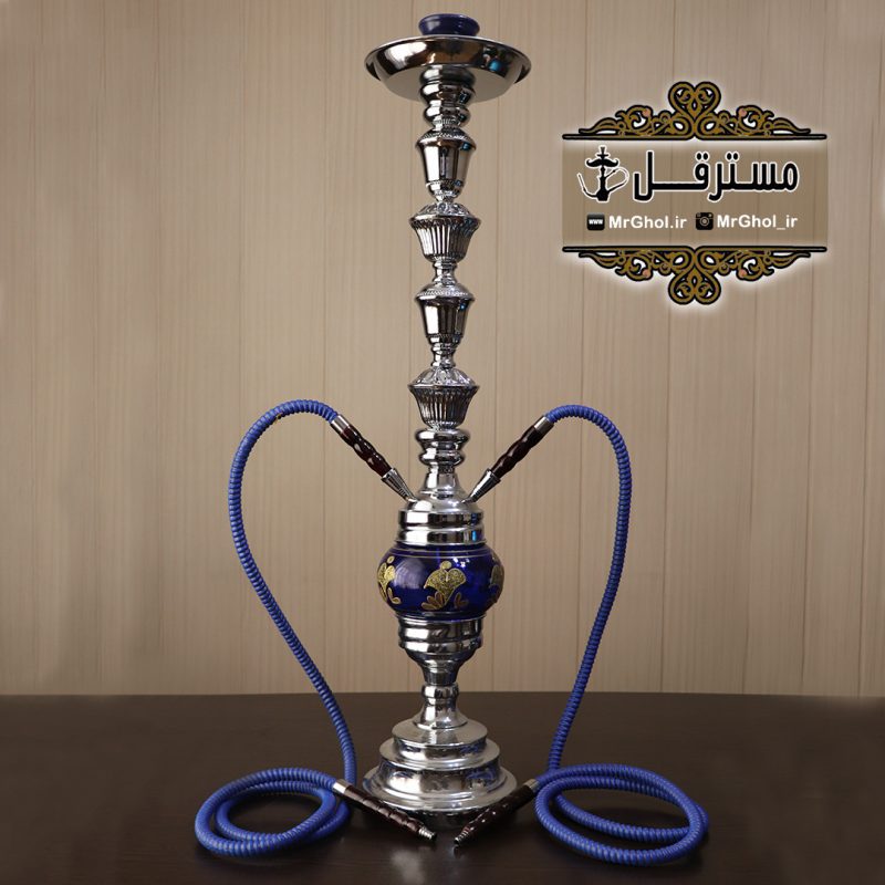 قلیان لاکچری شیشه وسط دو شلنگه - Image 1