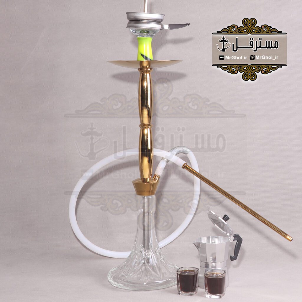 قلیان لاکچری سوپاپ مخفی زیر سینی طلایی