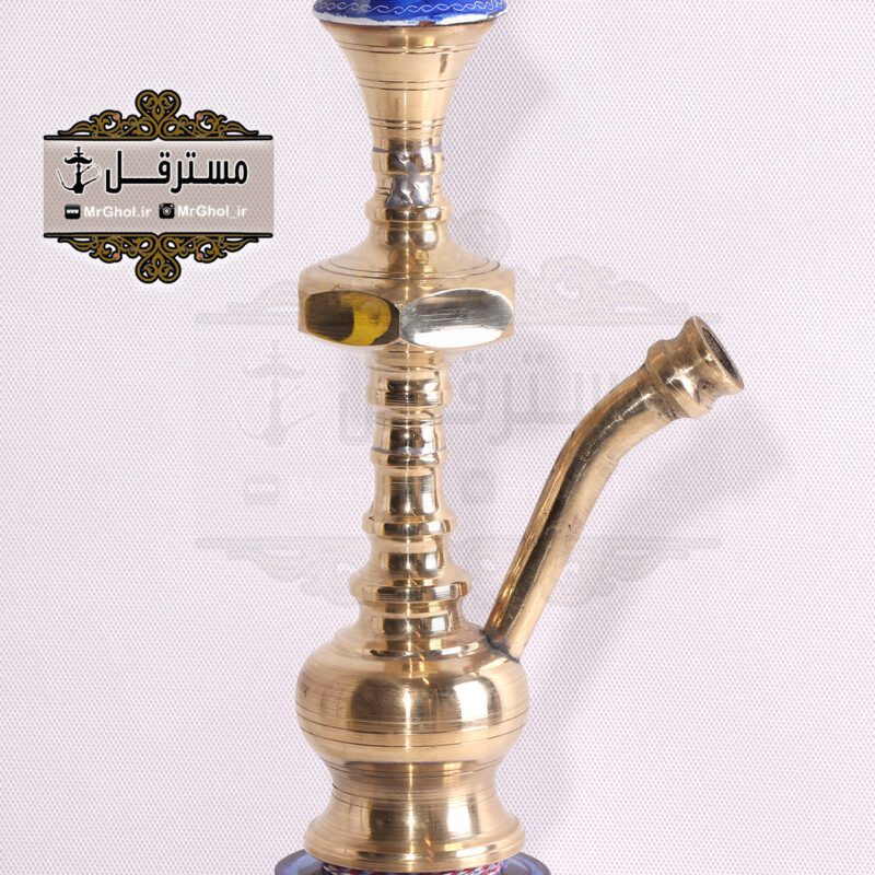قلیان برنجي فيروزه کاری شده با سینی فیروزه