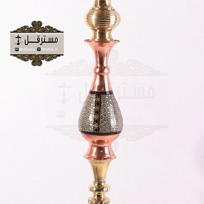 قلیان برنجی گلدان خاتم کاری