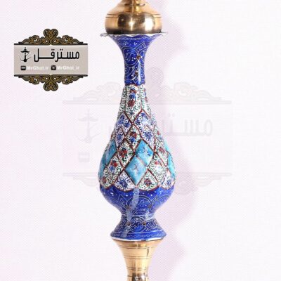 قلیان برنجی گلدان فیروزه ای سینی فیروزه ای