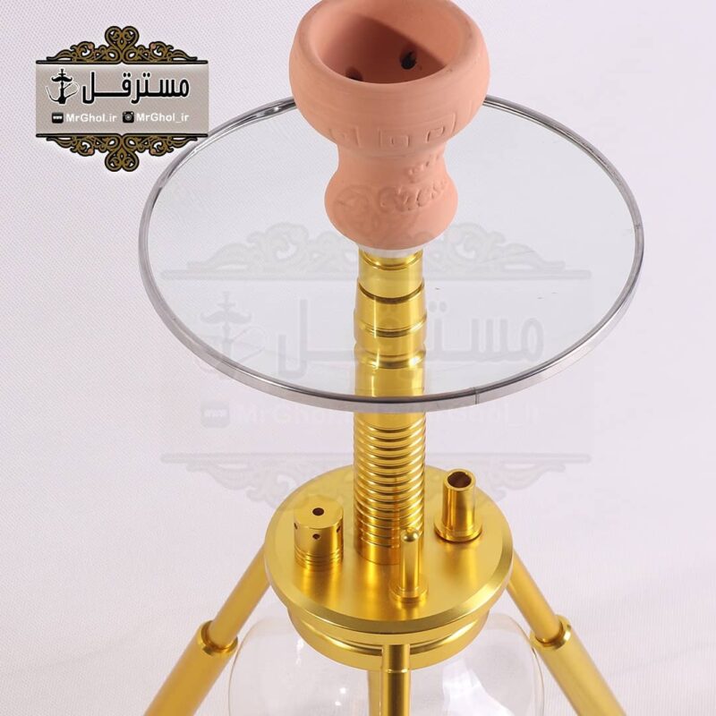 قلیان لاکچری طلایی سه پایه برند سزار