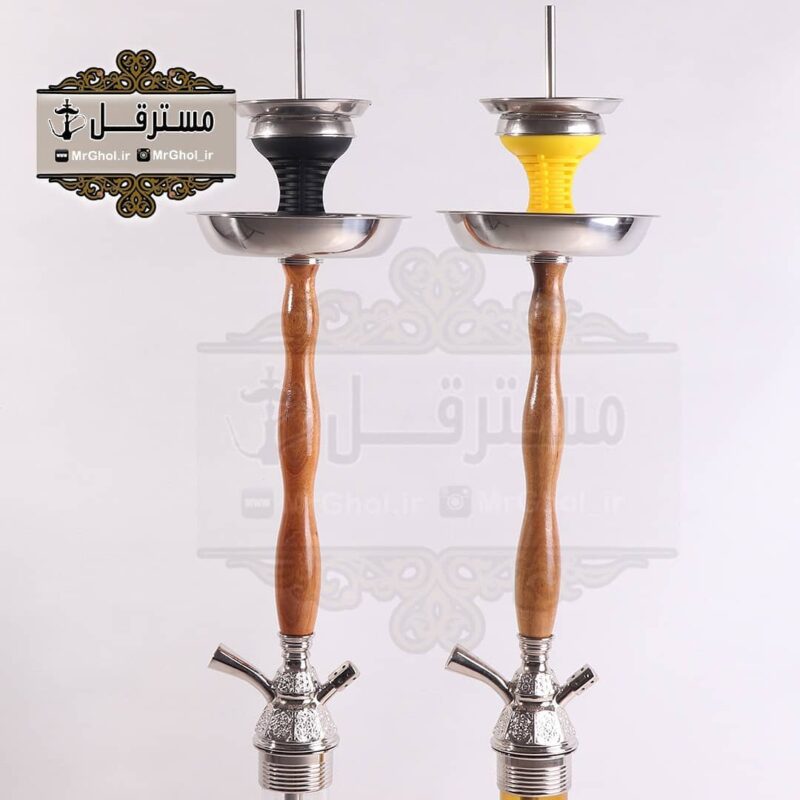 قلیان لاکچری میا مدل آلتو با منبع نقره و تنه چوب کهور