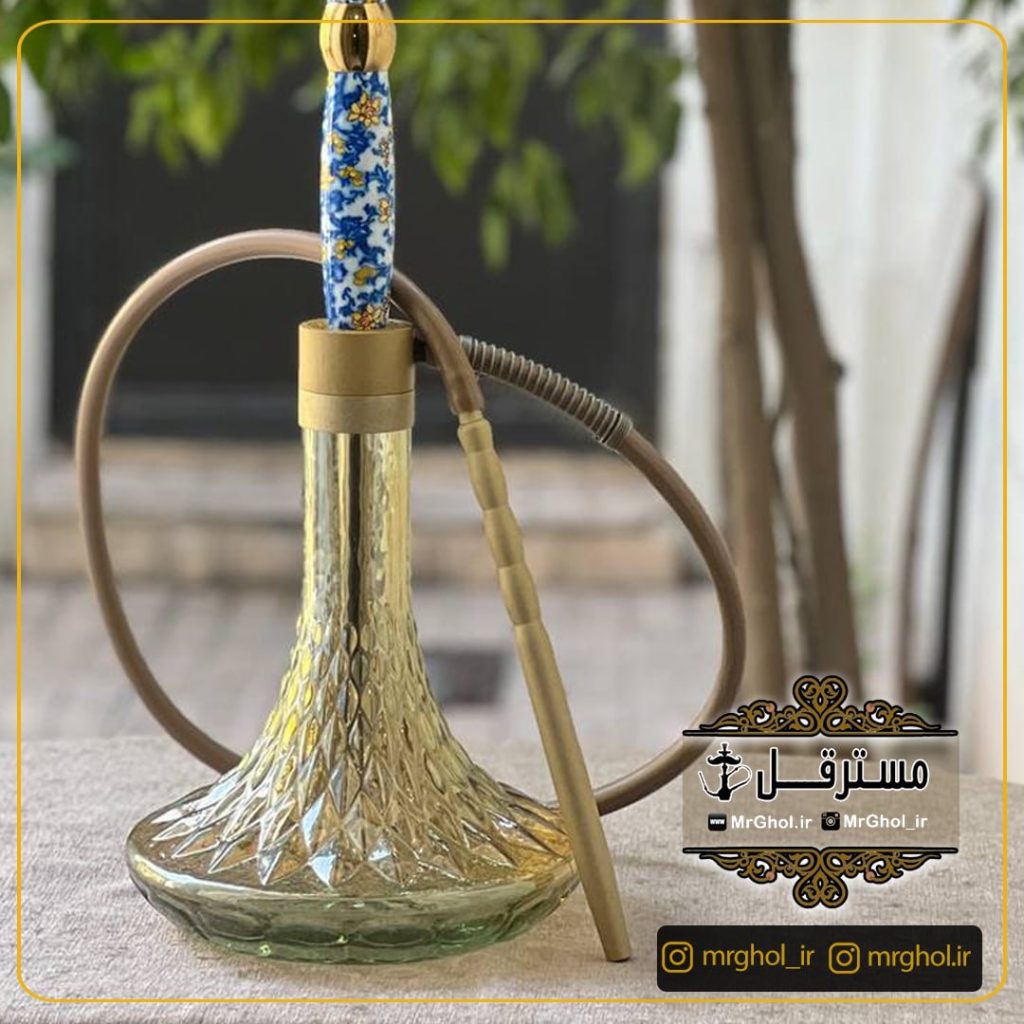 قلیان کارمانیا هیدروگراف آبی طلایی تنگ