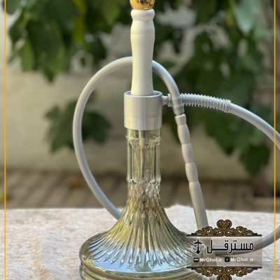 قلیان کارمانیا نقره ای وسط طلایی تنگ