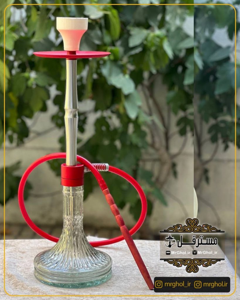 قلیان کارمانیبا قرمز نقره ای سوپاپ دور منبع