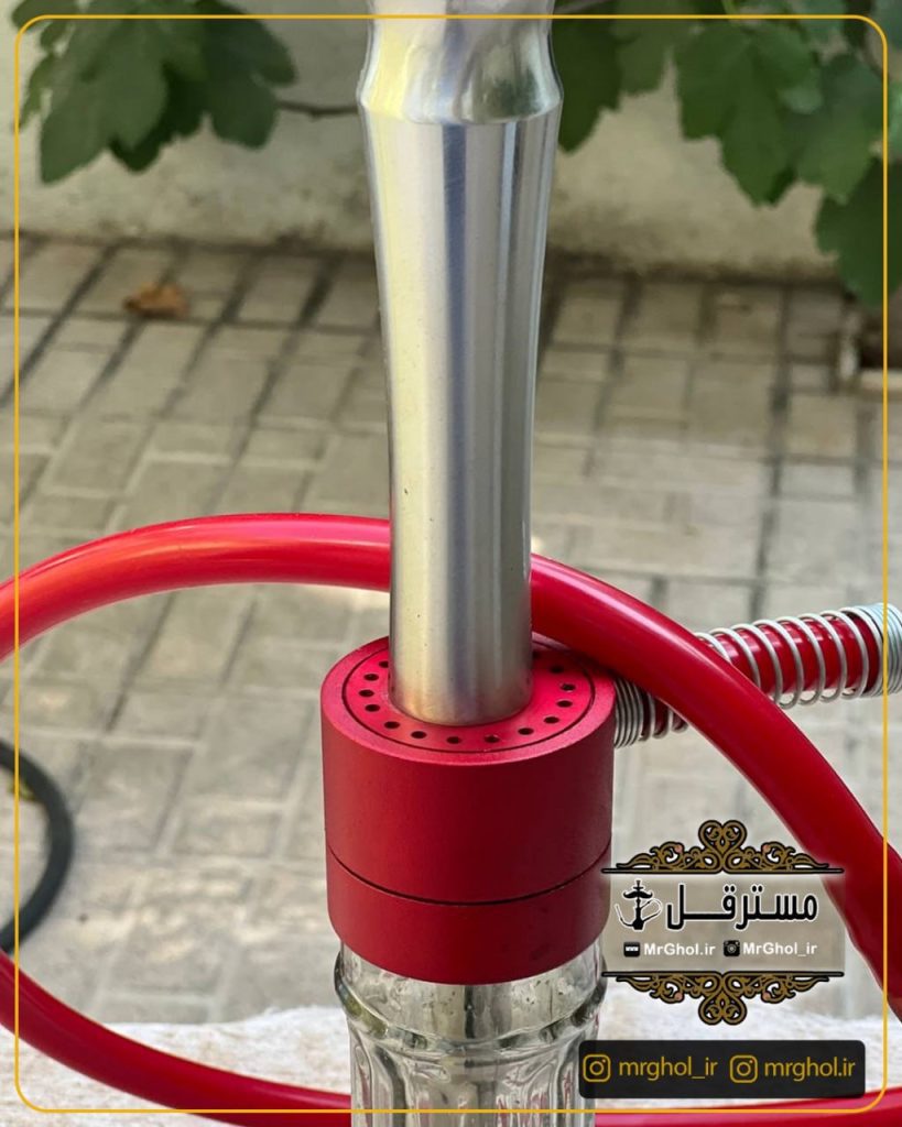 قلیان کارمانیبا قرمز نقره ای سوپاپ دور منبع تنه