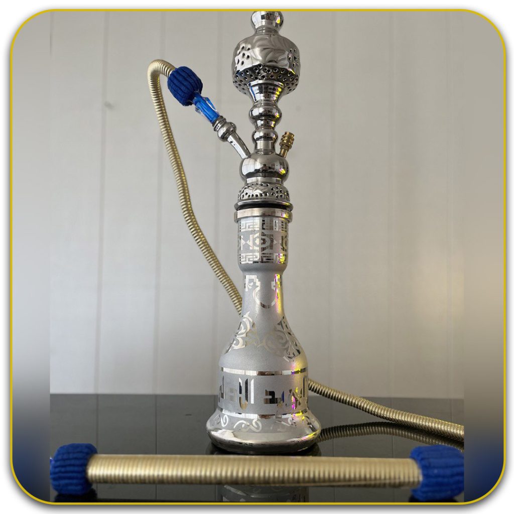 قلیان ابو زید نقره ای مدل دو قپه زنبوری بدنه