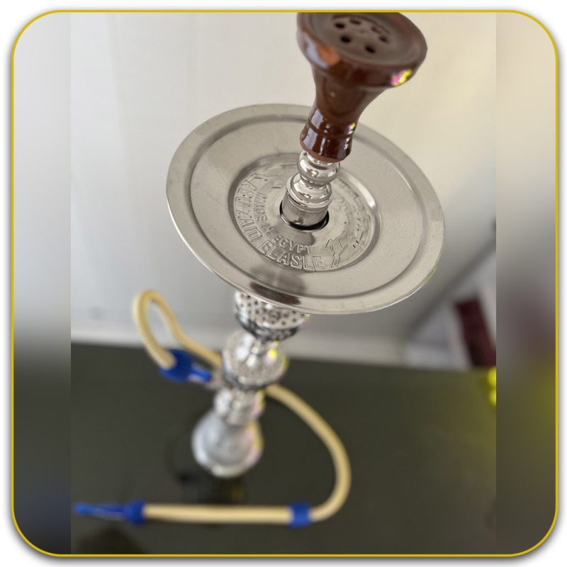 قلیان ابو زید نقره ای مدل دو قپه زنبوری سینی