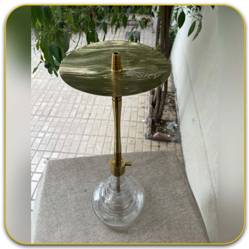 قلیان اسکای 101 طلایی مات بلند سینی