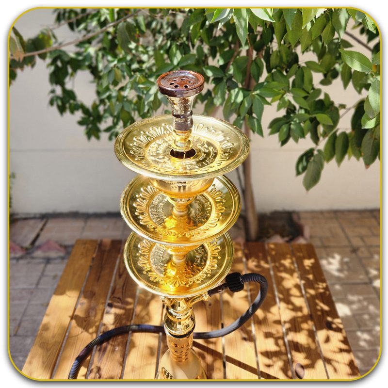 قلیان ابو زید سه یخ طلایی سینی