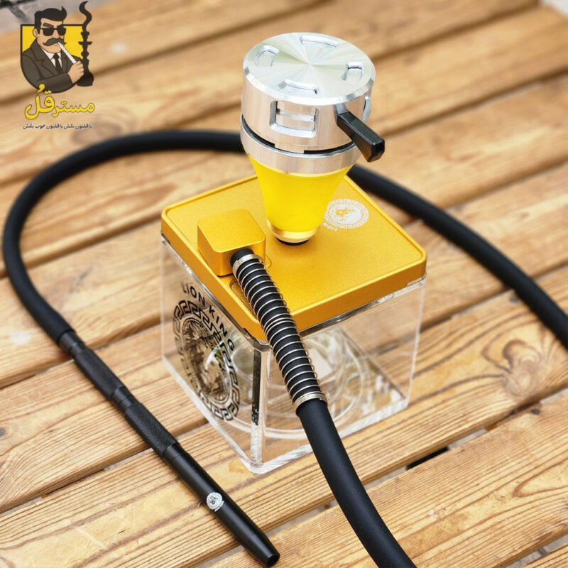 قلیان پلکسی مکعبی لاین کینگ طلایی